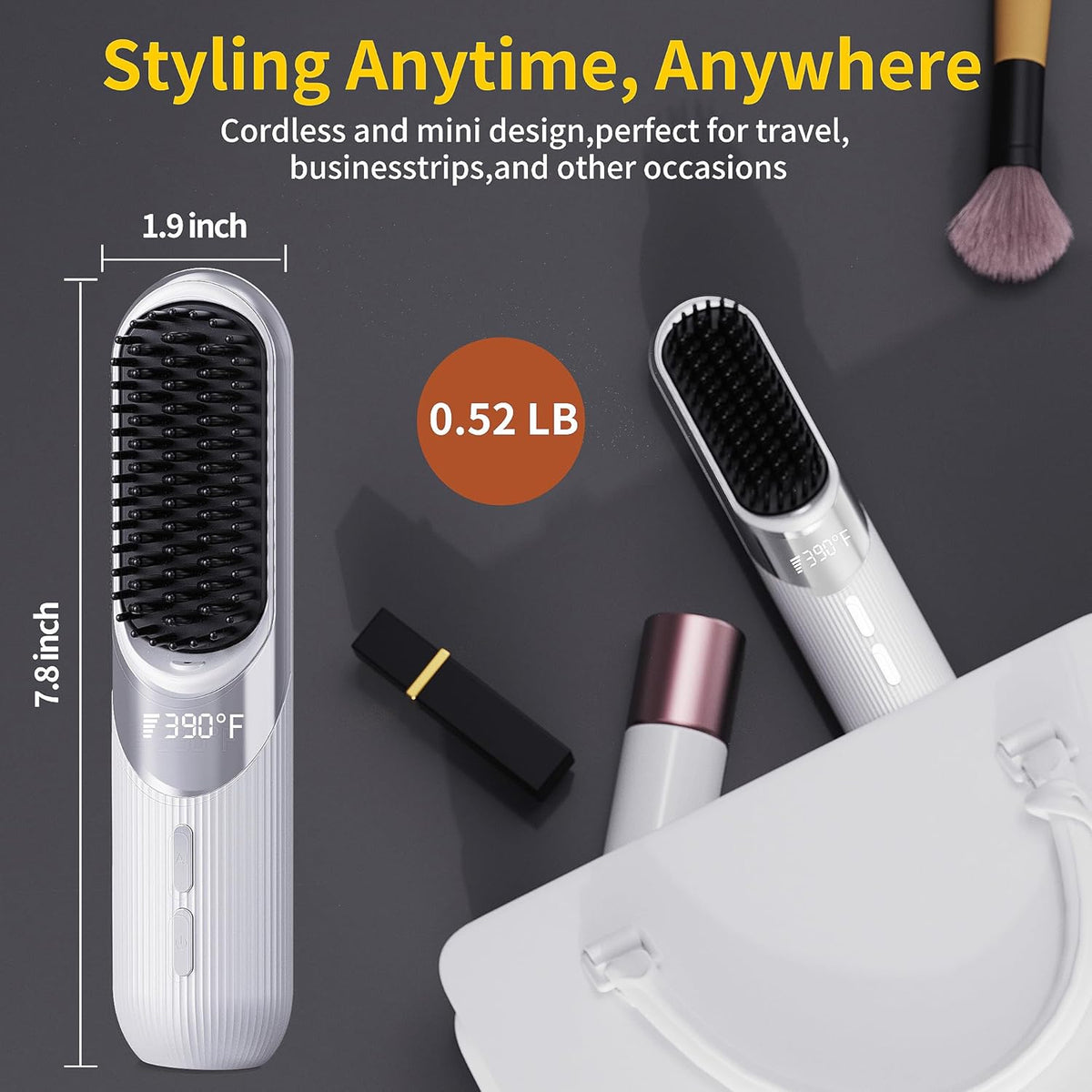 Cordless 2-in-1 AI Smart Hair Styler - Fast 30s Heat, USB Rechargeable Portable Travel Comb