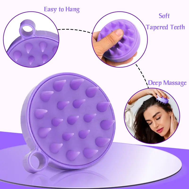 Soft tapered scalp massager with hanging loop